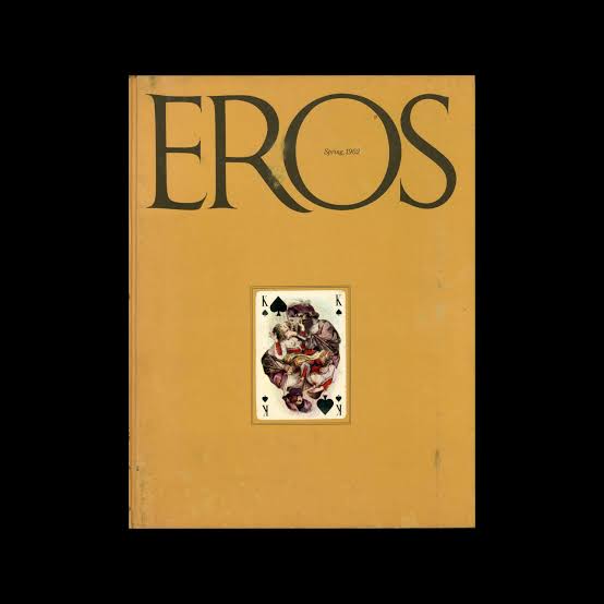 Eros magazine spread, oversized single-word headline